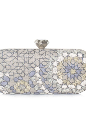 ARABESQUE SILVER BIG BOX CLUTCH
