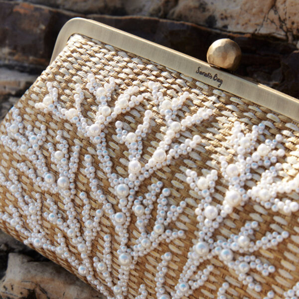 CORAL GOLD STRAW CLASSIC BAG