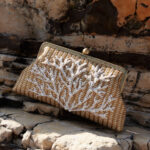 CORAL GOLD STRAW CLASSIC BAG