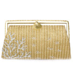 CORAL GOLD STRAW GRACE CLUTCH