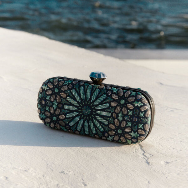 MOROCCAN AQUA BIG BOX CLUTCH