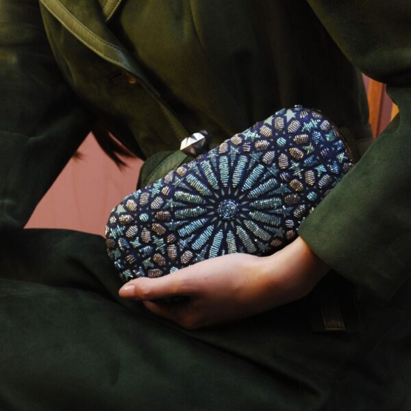 MOROCCAN AQUA BIG BOX CLUTCH