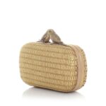 BIRDS GOLD STRAW BOX CLUTCH
