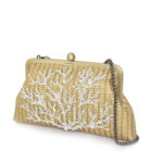 CORAL GOLD STRAW CLASSIC BAG