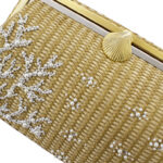 CORAL GOLD STRAW GRACE CLUTCH