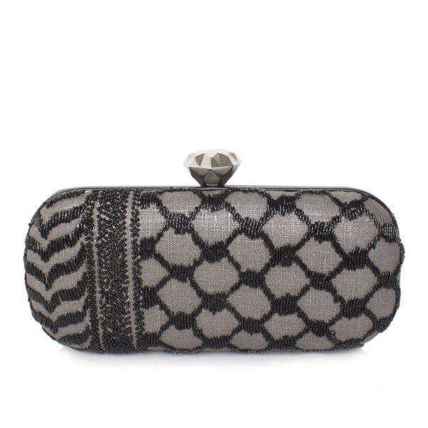 KEFFIYEH ANTHRACITE BIG BOX CLUTCH