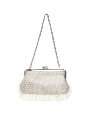 PEARL FRINGES MARQUISE SILVER HOLD ME BAG