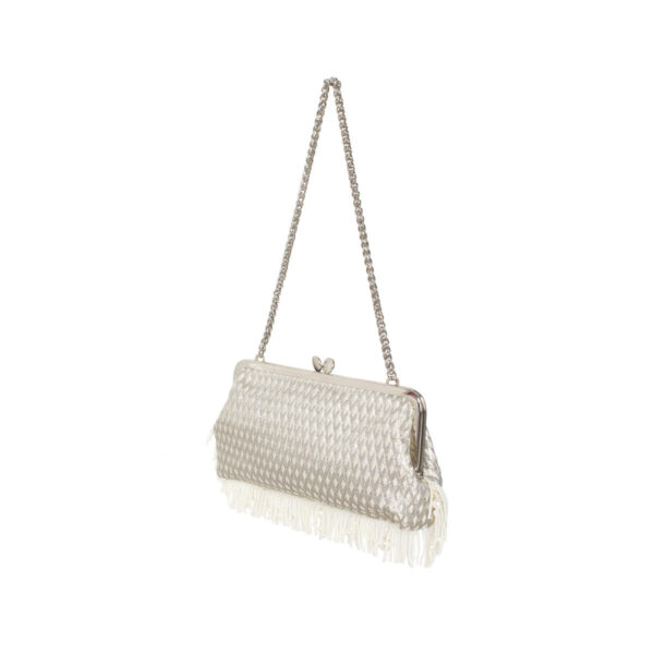 PEARL FRINGES MARQUISE SILVER HOLD ME BAG